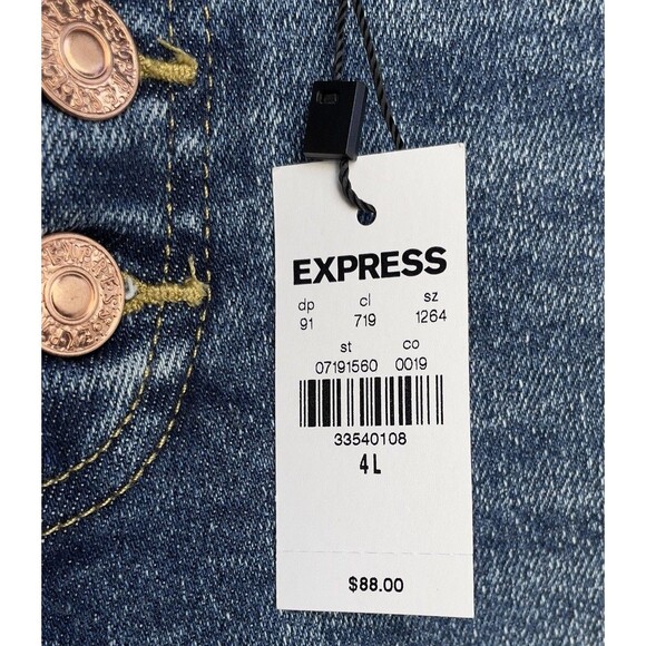 Express Skinny High Rise Buttonfly Women’s Size 4 L Distressed Stretch Jeans - Picture 7 of 12